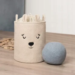 Kosz na zabawki dla dzieci XL Sipo ze ściągaczem premium bounce beżowy miś