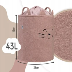 Kosz na zabawki dla dzieci XL Sipo ze ściągaczem premium bounce różowy kot