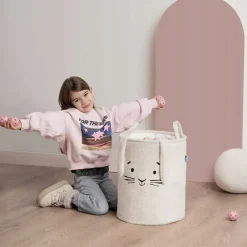 Kosz na zabawki dla dzieci XL Sipo ze ściągaczem premium bounce królik krem
