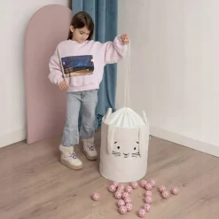Kosz na zabawki dla dzieci XL Sipo ze ściągaczem premium bounce królik krem