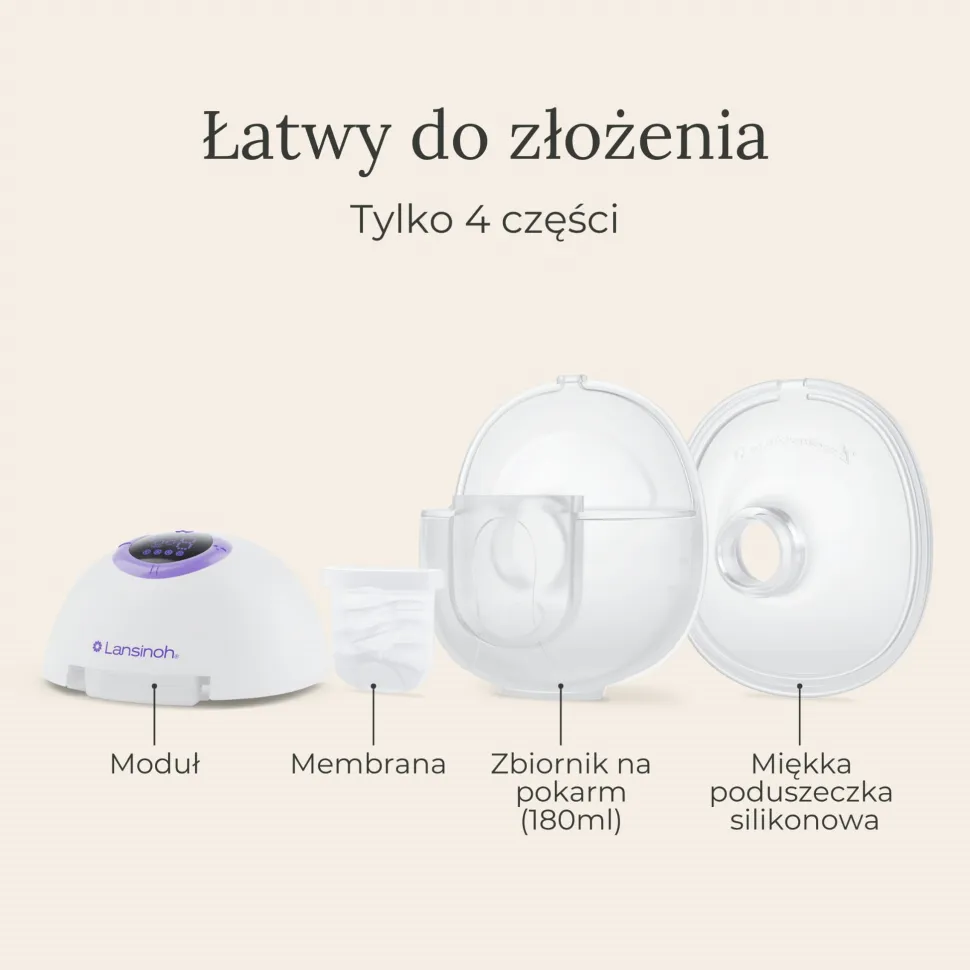 Lansinoh laktator pojedyńczy bezprzewodowy muszlowy hands free