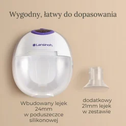 Lansinoh laktator pojedyńczy bezprzewodowy muszlowy hands free