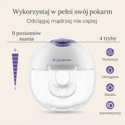 Lansinoh laktator pojedyńczy bezprzewodowy muszlowy hands free