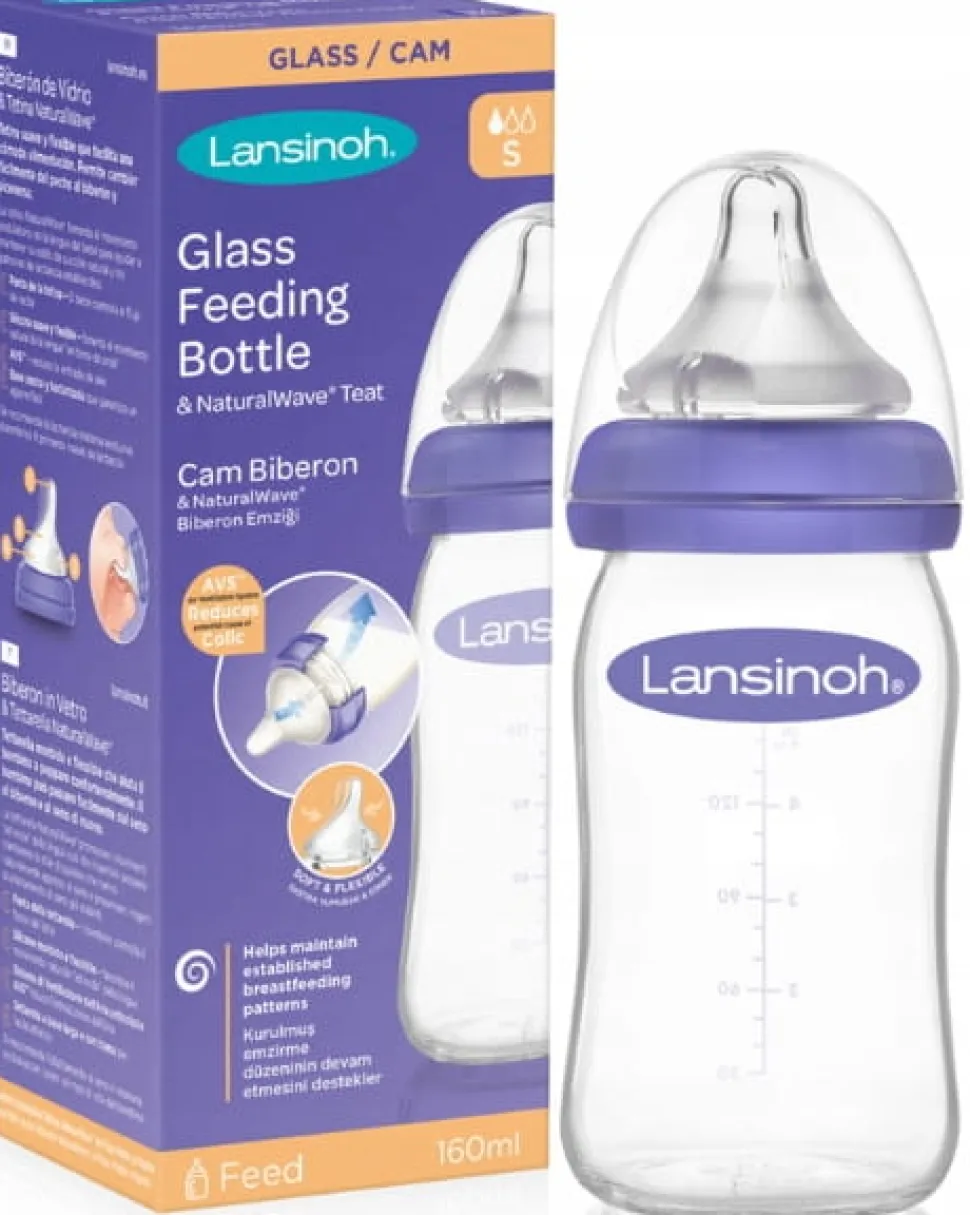 Lansinoh szklana butelka ze smoczkiem naturalwave 160ml