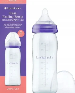 Lansinoh szklana butelka ze smoczkiem naturalwave 240ml
