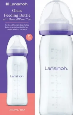 Lansinoh szklana butelka ze smoczkiem naturalwave 240ml