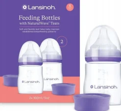 LANSINOH ZESTAW BUTELEK DO KARMIENIA 2x160 ml + SMOCZKI 1m+