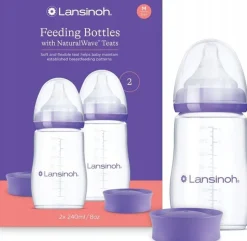 Lansinoh zestaw butelek do karmienia 2x240 ml + smoczki 3m+