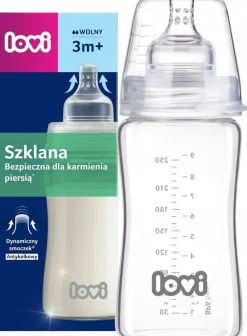 Lovi butelka do karmienia szklana dla niemowląt 250ml 3m+