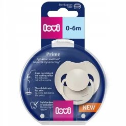 Lovi prime smoczek silikonowy dynamiczny 0-6m 1szt coconut + etui