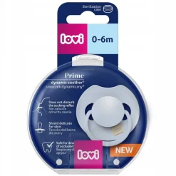 Lovi prime smoczek silikonowy dynamiczny 0-6m 1szt baby blue + etui
