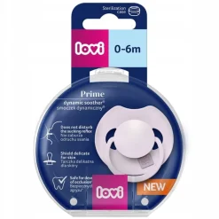 Lovi prime smoczek silikonowy dynamiczny 0-6m 1szt lilac + etui
