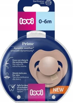 Lovi prime smoczek silikonowy dynamiczny 0-6m 1szt blush + etui