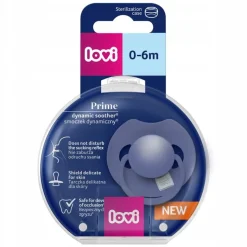 Lovi prime smoczek silikonowy dynamiczny 0-6m 1szt blue + etui