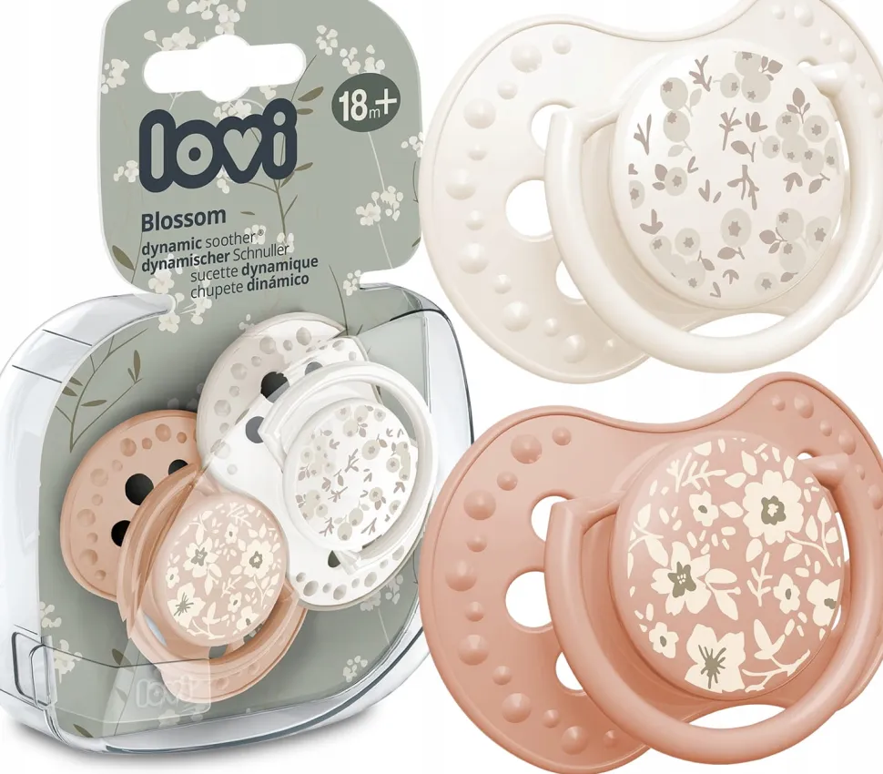 Lovi smoczek dynamiczny uspokajający 18m+ 2szt blossom