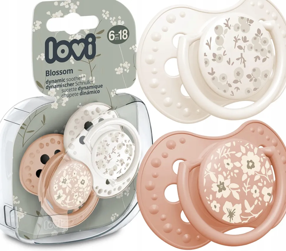 Lovi smoczek dynamiczny uspokajający 6-18 m 2szt blossom