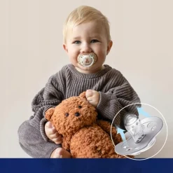 Lovi smoczek silikonowy dynamiczny 18m+ 2szt teddy love świecący