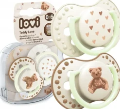 Lovi smoczek silikonowy dynamiczny 0-6m 2szt teddy love świecący