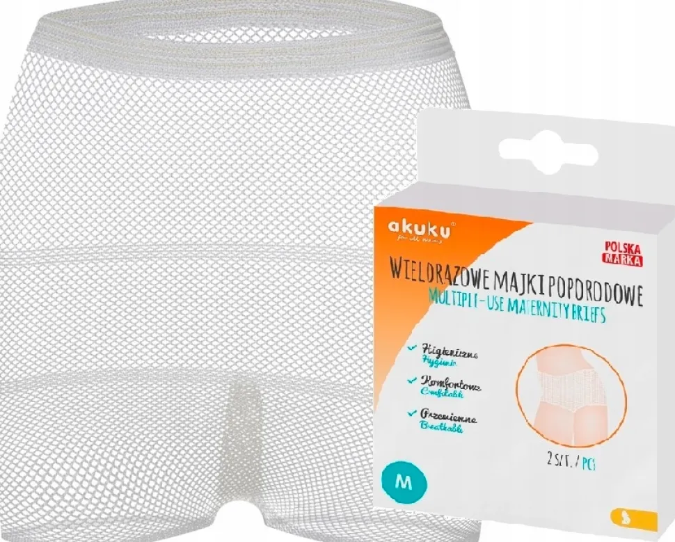 Majtki poporodowe wielorazowe m siatka Akuku 2szt