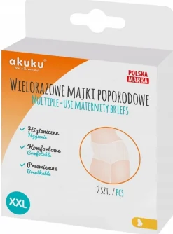 Majtki poporodowe wielorazowe xxl siatka Akuku 2szt