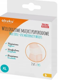Majtki poporodowe wielorazowe xl siatka Akuku 2szt
