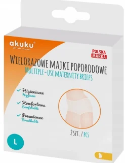 Majtki poporodowe wielorazowe l siatka Akuku 2szt