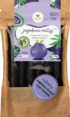 Naturalnie zdrowi przekąska jagodowe rollsy owocowe 50g czarna jagoda