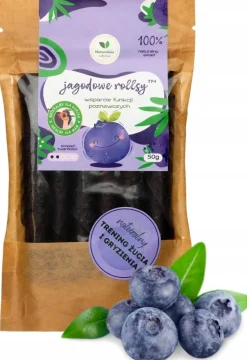 Naturalnie zdrowi przekąska jagodowe rollsy owocowe 50g czarna jagoda