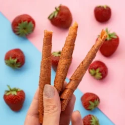 Naturalnie zdrowi przekąska owocowe rollsy truskawkowe z witaminą D3 trening żucia 50g