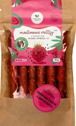 Naturalnie zdrowi przekąska owocowe rollsy malinowe z nasionami chia 50g