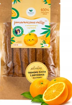 Naturalnie zdrowi przekąska owocowe rollsy pomarańczowe z witaminą c i cynkiem 50g dla dzieci