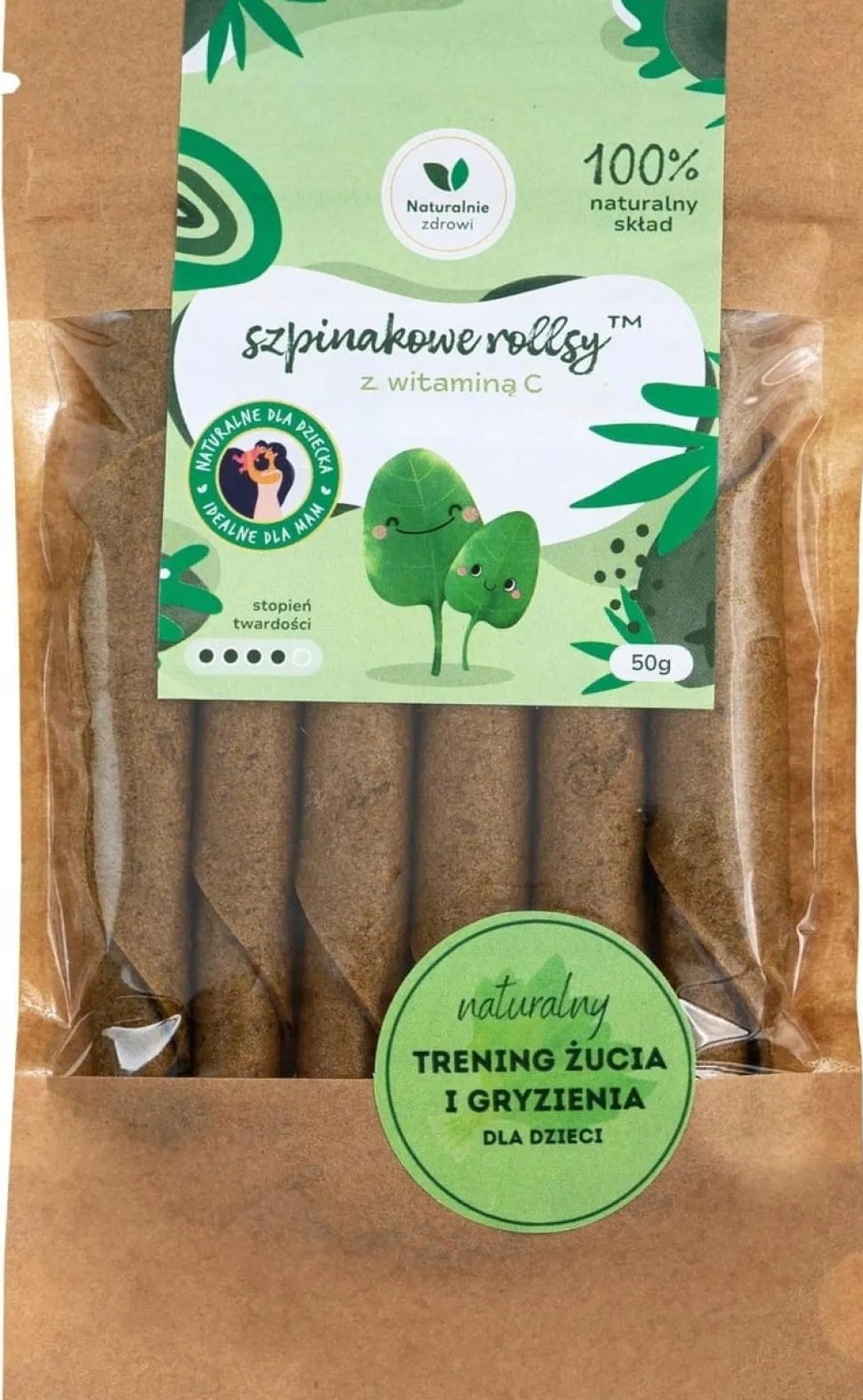 Naturalnie zdrowi przekąska szpinakowe rollsy z witaminą C 50g