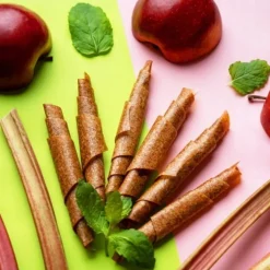 Naturalnie zdrowi przekąska warzywna rabarbarowe rollsy dla dzieci z luteiną 50g
