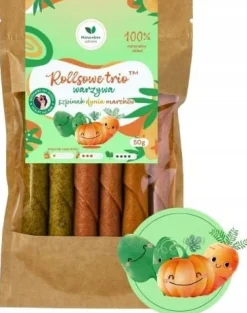 Naturalnie zdrowi rollsy przekąski warzywne 3 smaki szpinak dynia marchewka 50g