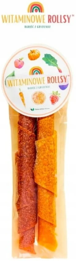 Naturalnie zdrowi witaminowe rollsy twiksy truskawka i marchewka 15g przekąska dla dzieci