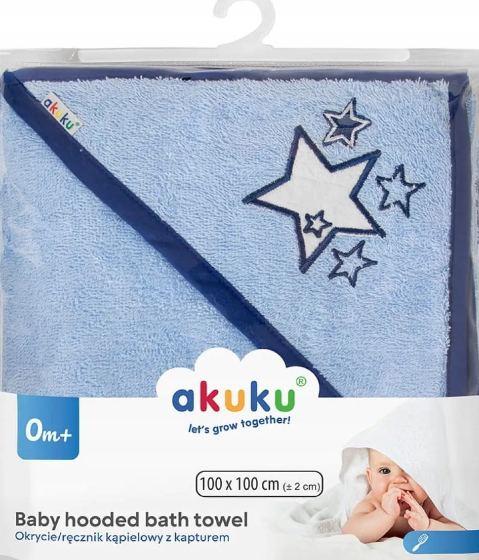 Okrycie kąpielowe z kapturem ręcznik kąpielowy frotte 100x100cm Akuku