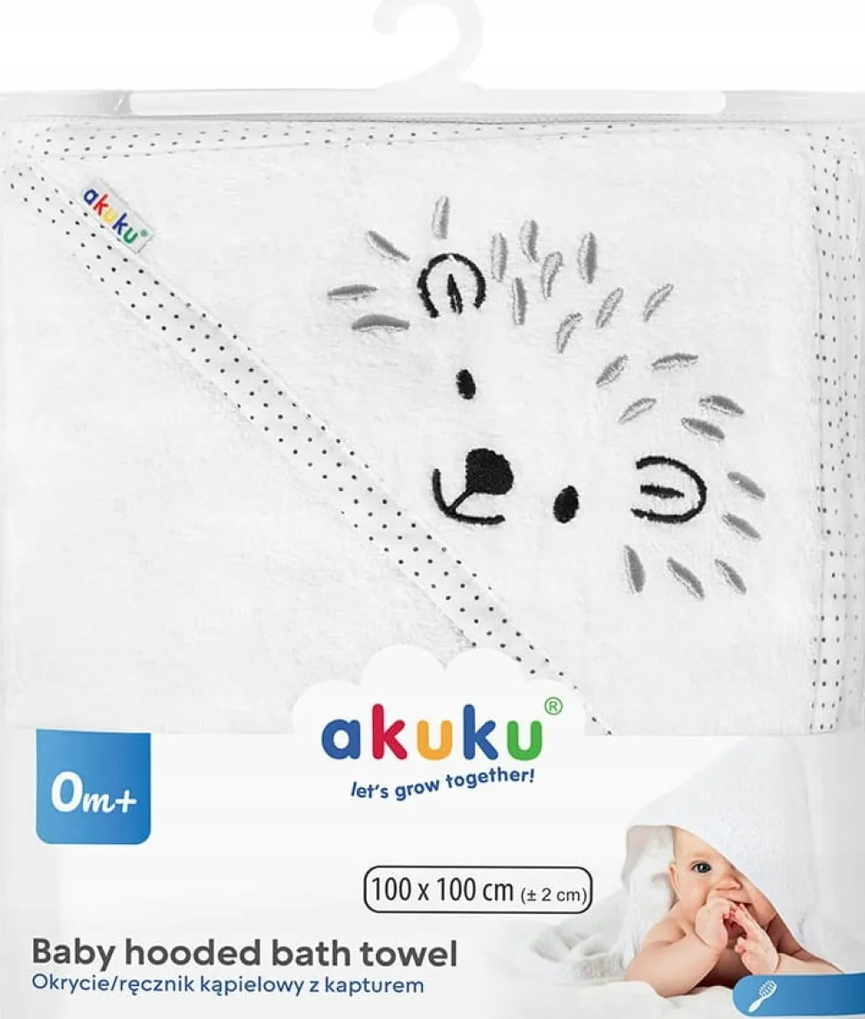 Okrycie kąpielowe z kapturem ręcznik kąpielowy frotte 100x100cm Akuku