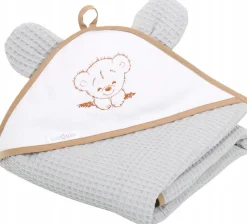 Okrycie kąpielowe z kapturem 80x80 cm bawełna wafel Babymam