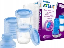 Philips Avent pojemniki na pokarm mleko 180ml 10szt + adaptery