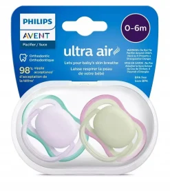 Philips Avent smoczek ultra air 0-6m oddychający + etui