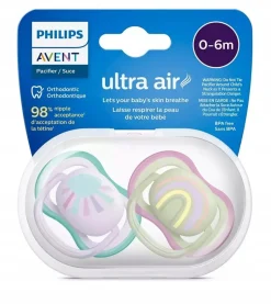 Philips Avent smoczek ultra air 0-6m oddychający + etui