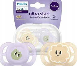 Philips Avent smoczek ultra start day dla noworodka 0-2m + etui 2szt