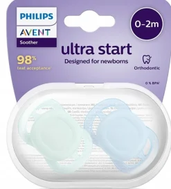 Philips Avent smoczek ultra start day dla noworodka 0-2m + etui 2szt