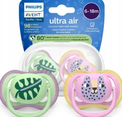 Philips Avent smoczek uspokajający ultra air 6-18m 2szt + Etui