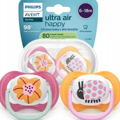 Philips avent smoczek uspokajający ultra air happy girl 6-18m 2szt