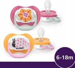 Philips avent smoczek uspokajający ultra air happy girl 6-18m 2szt