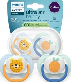Philips avent smoczek uspokajający ultra air happy boy 0-6m 2szt
