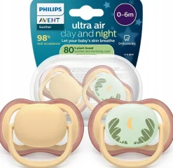 Philips avent smoczek uspokajający ultra air nature day night 0-6m 2szt
