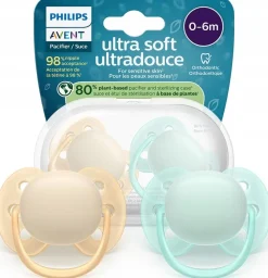 Philips avent smoczek uspokajający ultra soft 0-6m 2szt + etui