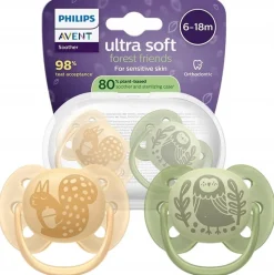 Philips avent smoczek uspokajający ultra soft 6-18m 2szt + etui